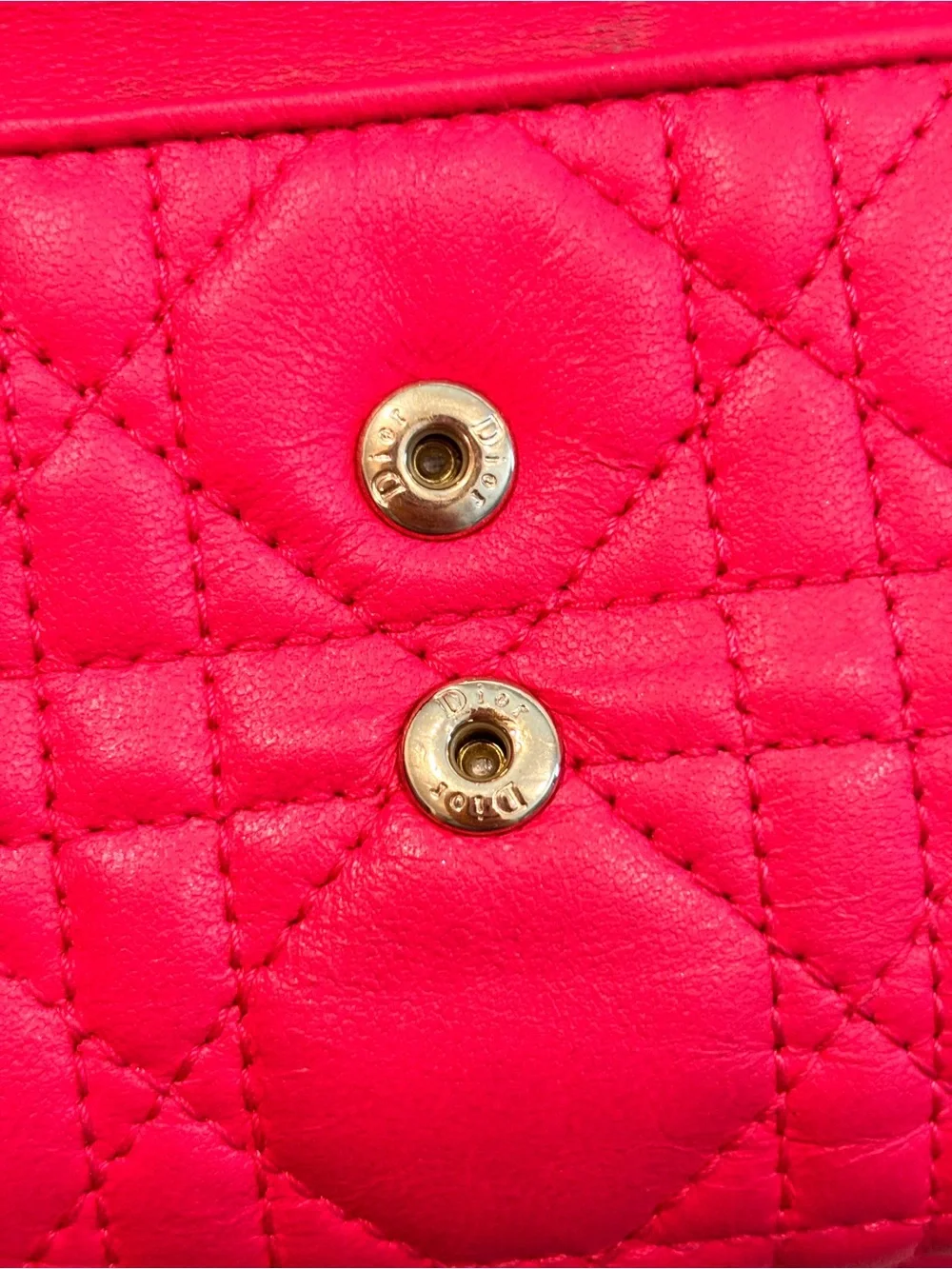 Christian Dior Lady Dior Lotus Pink Lambskin Leather Trifold Wallet